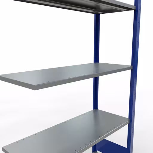 Produktbild Nr.15 des Artikels Anbauregal, Fachbodenregal Stecksystem MULTIplus150, 2000 x 1000 x 400 mm (HxBxT), 5 Fachböden, Längenriegel, RAL 5010 enzianblau/verzinkt aus der Produktreihe Stecksystem von der Marke Schulte Lagertechnik