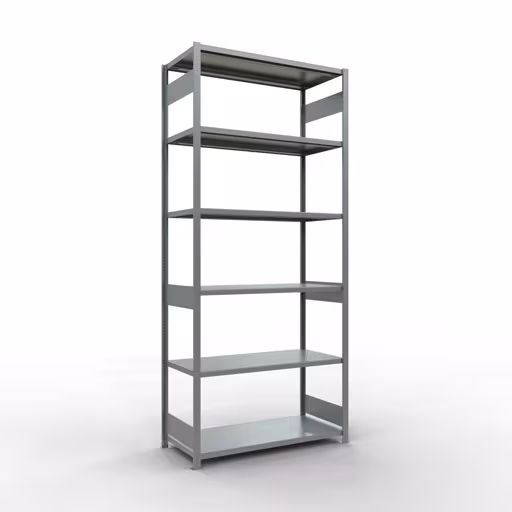 Grundregal, Fachbodenregal Stecksystem MULTIplus250, 3000 x 1300 x 600 mm (HxBxT), 7 Fachböden, Längenriegel, verzinkt aus der Kategorie Grundregal mit der Artikelnummer 12962-130-LR
