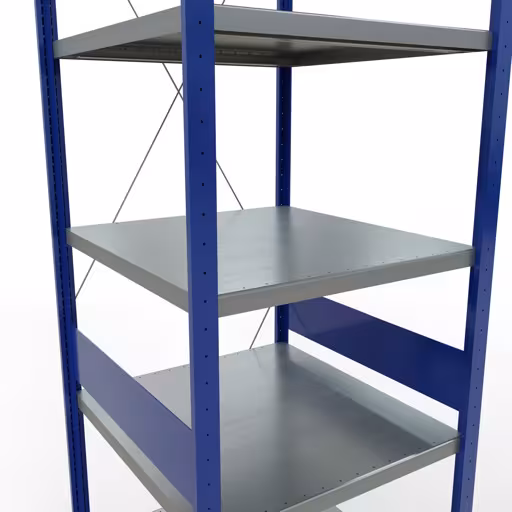 Grundregal, Fachbodenregal Stecksystem MULTIplus250, 3000 x 750 x 800 mm (HxBxT), 7 Fachböden, Kreuzstrebe, RAL 5010 enzianblau/verzinkt/verzinkt von Schulte Lagertechnik aus der Kategorie Stecksystem