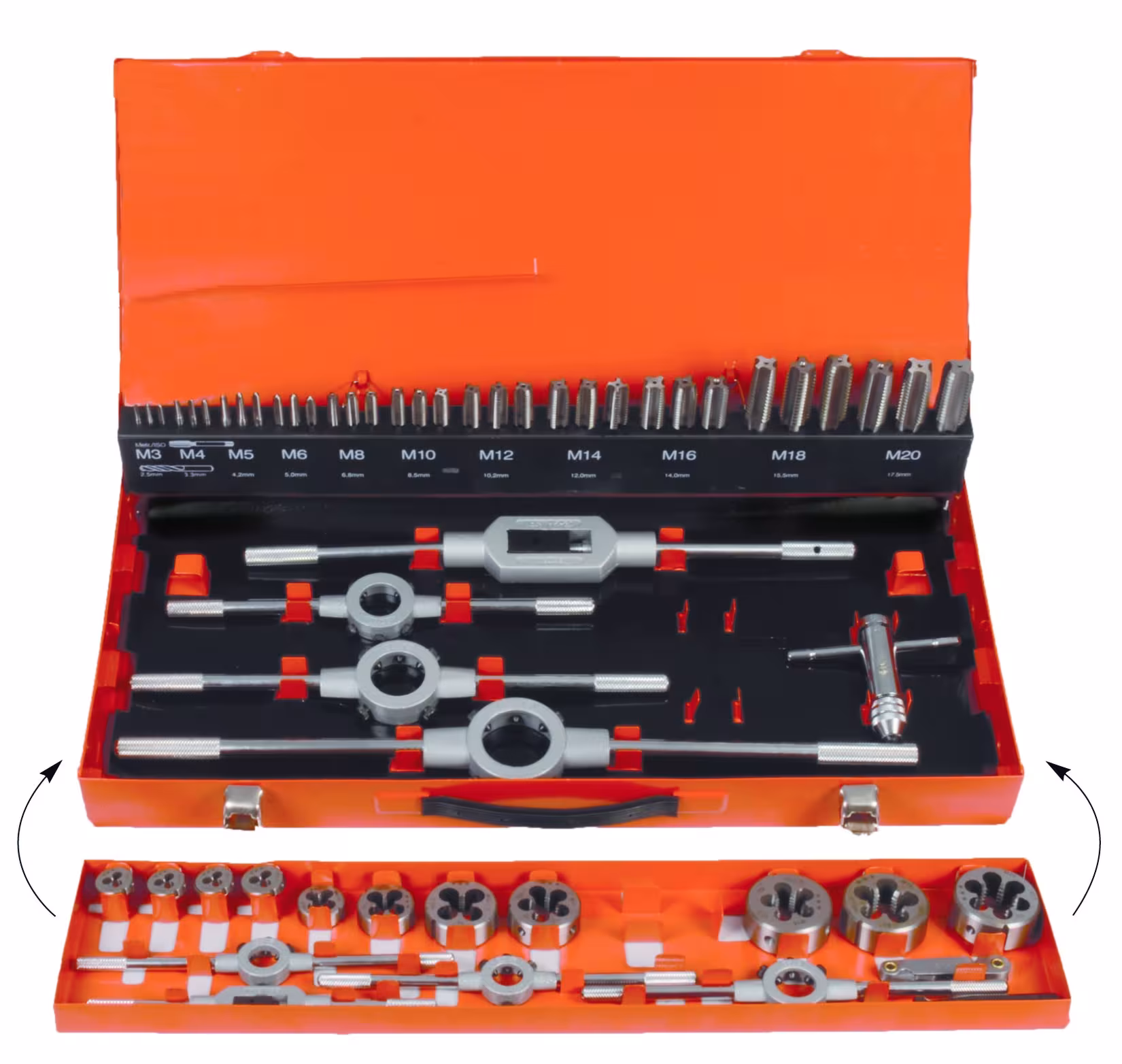 Gewinde Schneidzeug Satz HSS-G 55tlg M3-M20 im Metallkoffer von der Marke PROJAHN Gewinde Schneidzeug Satz HSS-G 55tlg M3-M20 im Metallkoffer aus der Kategorie Schraubendreher mit der Artikelnummer 91005