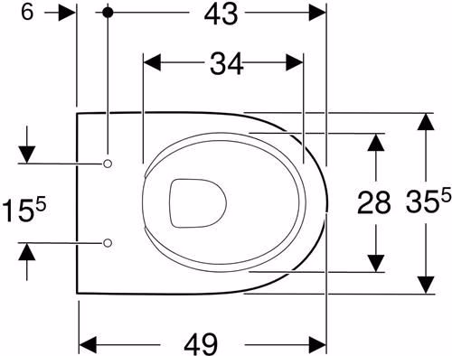 Geberit Renova Compact Wand-WC Tiefspüler Ausladung 49cm, Rimfree, weiß