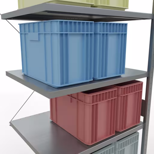 Anbauregal, Fachbodenregal Stecksystem MULTIplus330, 3000 x 1000 x 800 mm (HxBxT), 7 Fachböden, Kreuzstrebe, verzinkt von Schulte Lagertechnik aus der Kategorie Stecksystem