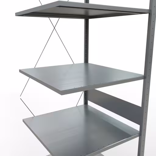 Anbauregal, Fachbodenregal Stecksystem MULTIplus150, 3000 x 750 x 800 mm (HxBxT), 7 Fachböden, Kreuzstrebe, verzinkt von Schulte Lagertechnik aus der Kategorie Stecksystem
