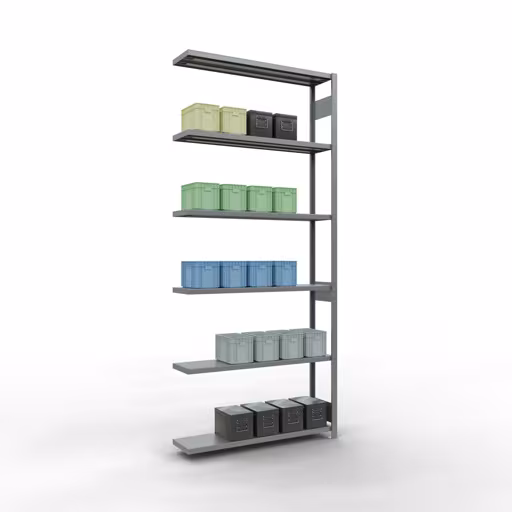 Abbildung Nr 9 des Artikels Anbauregal, Fachbodenregal Stecksystem MULTIplus250, 3000 x 1300 x 300 mm (HxBxT), 7 Fachböden, Längenriegel, verzinkt aus der Produktgruppe Stecksystem von der Marke Schulte Lagertechnik