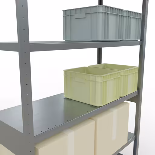 Abbildung Nr 13 des Artikels Grundregal, Fachbodenregal Stecksystem MULTIplus250, 2500 x 1300 x 500 mm (HxBxT), 6 Fachböden, Längenriegel, verzinkt aus der Produktgruppe Stecksystem von der Marke Schulte Lagertechnik