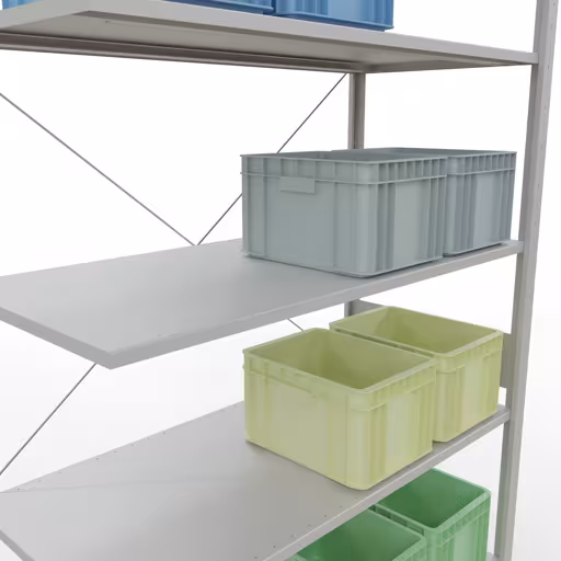 Produktbild Nr.8 des Artikels Stecksystem Anbauregal 3000x1300x600 mm, Typ 150 kg, lichtgrau aus der Produktreihe Stecksystem von der Marke Schulte Lagertechnik