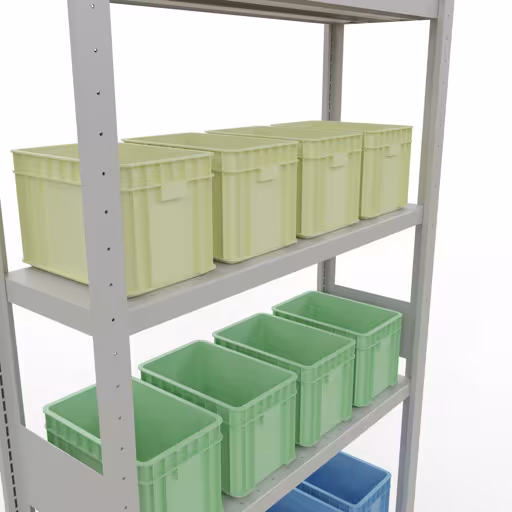 Abbildung Nr 11 des Artikels Grundregal, Fachbodenregal Stecksystem MULTIplus330, 3000 x 1000 x 300 mm (HxBxT), 7 Fachböden, Längenriegel, RAL 7035 lichtgrau aus der Produktgruppe Stecksystem von der Marke Schulte Lagertechnik