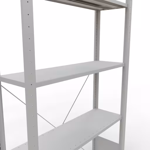 Grundregal, Fachbodenregal Stecksystem MULTIplus85, 2000 x 1000 x 300 mm (HxBxT), 5 Fachböden, Kreuzstrebe, RAL 7035 lichtgrau von Schulte Lagertechnik aus der Kategorie Stecksystem