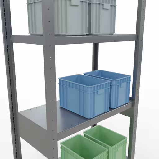 Grundregal, Fachbodenregal Stecksystem MULTIplus250, 2500 x 750 x 400 mm (HxBxT), 6 Fachböden, Längenriegel, verzinkt von der Marke Schulte Lagertechnik aus der Produktreihe Stecksystem