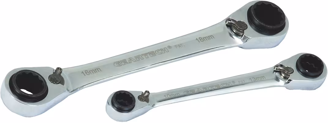 GearTech 4 in 1 Doppelring Schlüssel Satz 2tlg, 8-10 + 12-13 und 16-17 + 18-19 aus der Kategorie Ring- und Doppelringschlüssel mit der Artikelnummer 3465