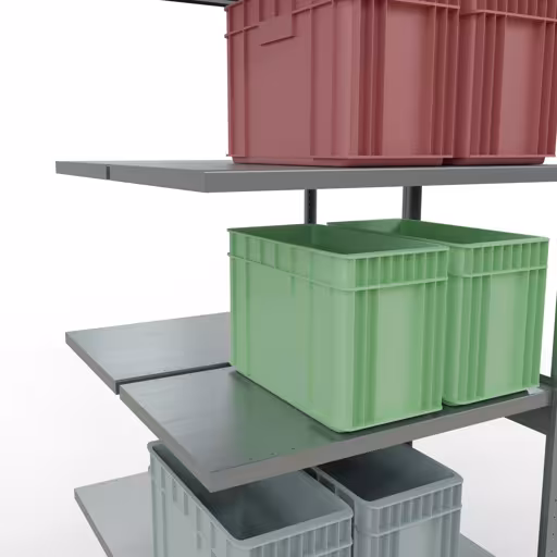 Anbauregal, Doppelregal, Fachbodenregal Stecksystem MULTIplus250, 3000 x 1000 x (2x600) mm (HxBxT), 2x7 Fachböden, Längenriegel, verzinkt von Schulte Lagertechnik aus der Kategorie Fachbodenregale
