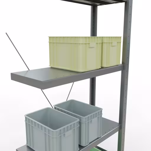 Produktbild Nr.8 des Artikels Anbauregal, Fachbodenregal Stecksystem MULTIplus250, 2000 x 750 x 300 mm (HxBxT), 5 Fachböden, Kreuzstrebe, verzinkt aus der Produktreihe Stecksystem von der Marke Schulte Lagertechnik