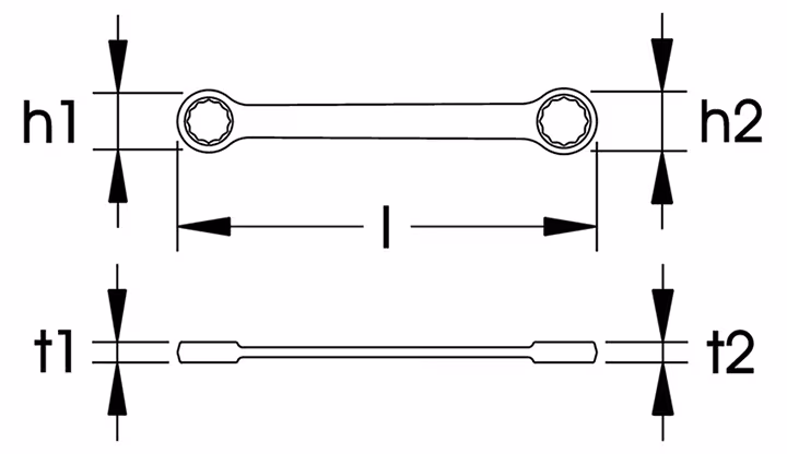Doppelringschlüssel, gerade DIN 837, ELORA-120 von der Marke ELORA aus der Kategorie Ring- und Doppelringschlüssel