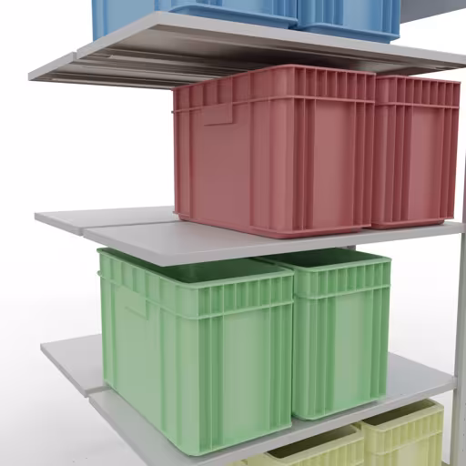 Produktbild Nr.8 des Artikels Anbauregal, Doppelregal, Fachbodenregal Stecksystem MULTIplus150, 2000 x 1000 x (2x500) mm (HxBxT), 2x5 Fachböden, Längenriegel, RAL 7035 lichtgrau aus der Produktreihe Fachbodenregale von der Marke Schulte Lagertechnik