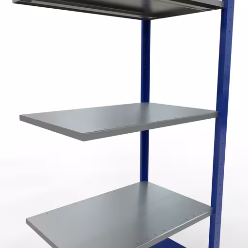 Produktbild Nr.15 des Artikels Anbauregal, Fachbodenregal Stecksystem MULTIplus150, 2000 x 750 x 500 mm (HxBxT), 5 Fachböden, Längenriegel, RAL 5010 enzianblau/verzinkt/verzinkt aus der Produktreihe Stecksystem von der Marke Schulte Lagertechnik