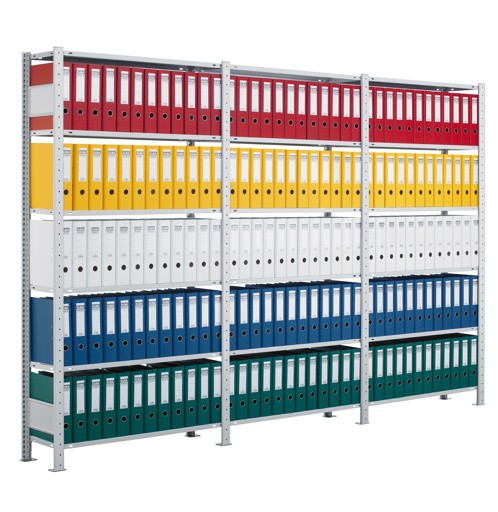 Andere Ansicht des Artikels Grundregal, Büro-Fachbodenregal Stecksystem MULTIplus85, 2300 x 1300 x 300 mm (HxBxT), 7 Fachböden, Kreuzstrebe, mit Anschlagleiste, schwarz/lichtgrau Andere Ansicht des Artikels Grundregal, Büro-Fachbodenregal Stecksystem MULTIplus85, 2300 x 1300 x 300 mm (HxBxT), 7 Fachböden, Kreuzstrebe, mit Anschlagleiste, schwarz/lichtgrau aus der Kategorie Büroregale