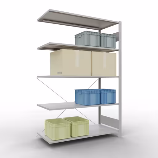 Produktbild Nr.13 des Artikels Stecksystem Anbauregal 2000x1300x600 mm, Typ 150 kg, lichtgrau aus der Produktreihe Stecksystem von der Marke Schulte Lagertechnik