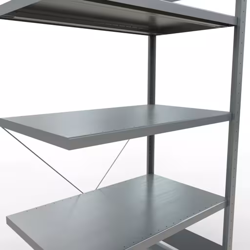 Abbildung Nr 14 des Artikels Anbauregal, Fachbodenregal Stecksystem MULTIplus330, 2000 x 1000 x 600 mm (HxBxT), 5 Fachböden, Kreuzstrebe, verzinkt aus der Produktgruppe Stecksystem von der Marke Schulte Lagertechnik