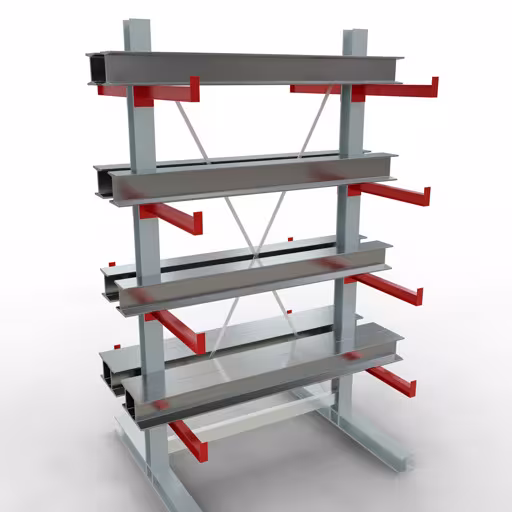 Produktbild Nr 10 des Artikels K 3000 Komplettregal, doppelseitig, 2500 x 1300 x 600 mm, RAL 7001 / RAL 3000, 5 Lagerebenen Abbildung Nr 10 des Artikels K 3000 Komplettregal, doppelseitig, 2500 x 1300 x 600 mm, RAL 7001 / RAL 3000, 5 Lagerebenen aus der Produktgruppe Kragarmregale von der Marke Schulte Lagertechnik