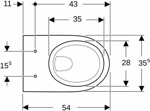 Geberit Renova Wand-WC Tiefspüler, Rimfree weiß