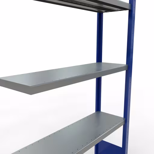 Abbildung Nr 13 des Artikels Anbauregal, Fachbodenregal Stecksystem MULTIplus250, 2000 x 1000 x 300 mm (HxBxT), 5 Fachböden, Längenriegel, RAL 5010 enzianblau/verzinkt aus der Produktgruppe Stecksystem von der Marke Schulte Lagertechnik