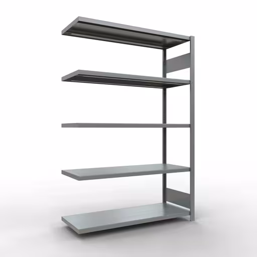 Anbauregal, Fachbodenregal Stecksystem MULTIplus250, 2000 x 1300 x 500 mm (HxBxT), 5 Fachböden, Längenriegel, verzinkt aus der Kategorie Anbauregal mit der Artikelnummer 12955-130-LR