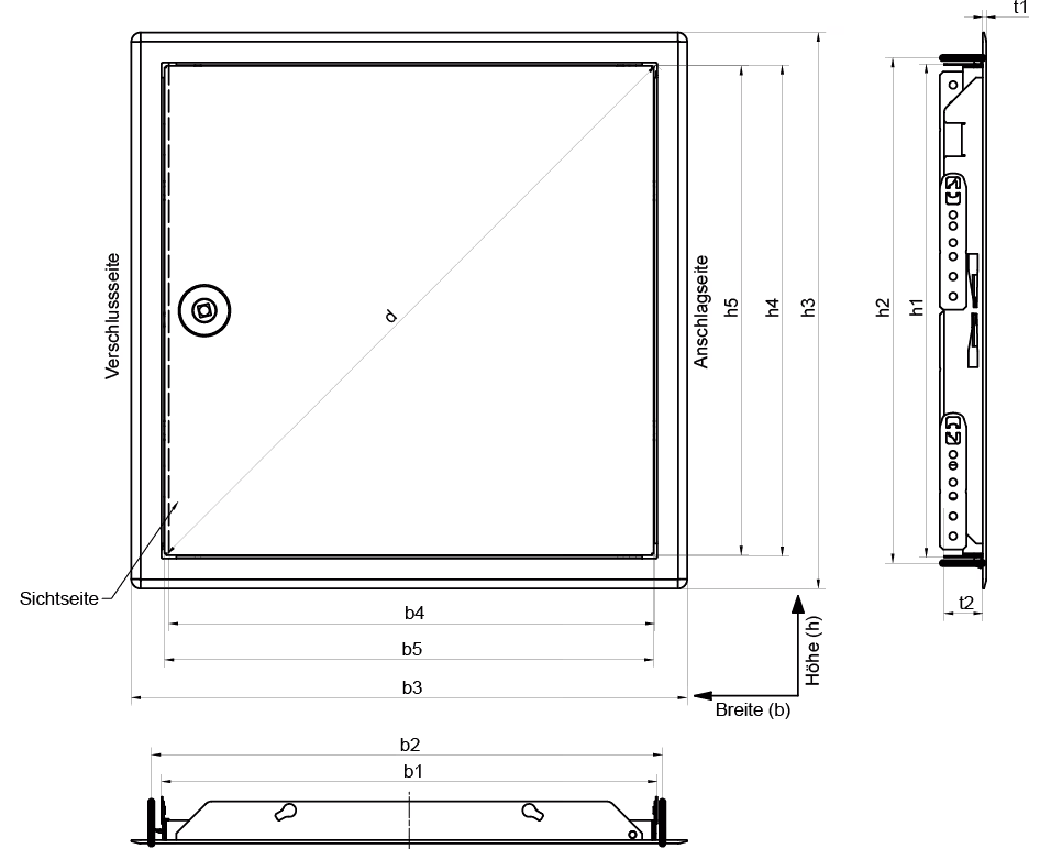 Softline aus Edelstahl Ausführung Größe: 250x300 mm mit der GTIN 4005046206528 Revisionstür SOFTLINE Edelstahl 250x300 Vierkantverschluss von Upmann mit der Artikelnr. 20652