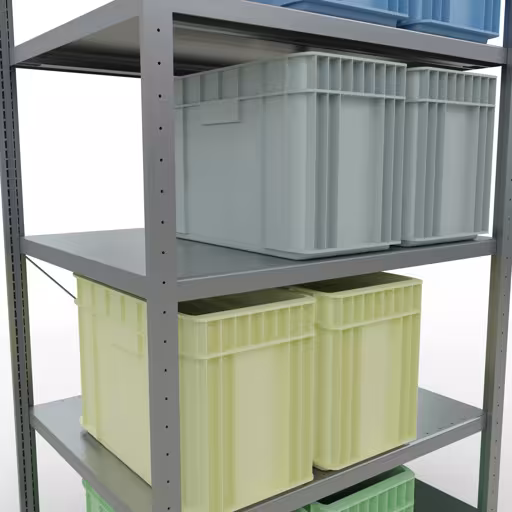 Produktbild Nr.13 des Artikels Grundregal, Fachbodenregal Stecksystem MULTIplus250, 2000 x 1000 x 800 mm (HxBxT), 5 Fachböden, Kreuzstrebe, verzinkt aus der Produktreihe Stecksystem von der Marke Schulte Lagertechnik