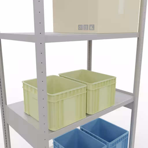 Abbildung Nr 13 des Artikels Grundregal, Fachbodenregal Stecksystem MULTIplus250, 3000 x 1000 x 600 mm (HxBxT), 7 Fachböden, Längenriegel, RAL 7035 lichtgrau aus der Produktgruppe Stecksystem von der Marke Schulte Lagertechnik