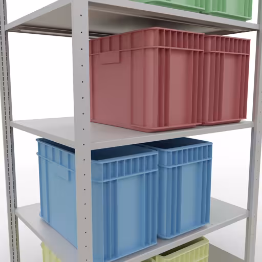 Grundregal, Fachbodenregal Stecksystem MULTIplus150, 2000 x 1000 x 800 mm (HxBxT), 5 Fachböden, Längenriegel, RAL 7035 lichtgrau von Schulte Lagertechnik mit der Artikelnr. 32680-LR