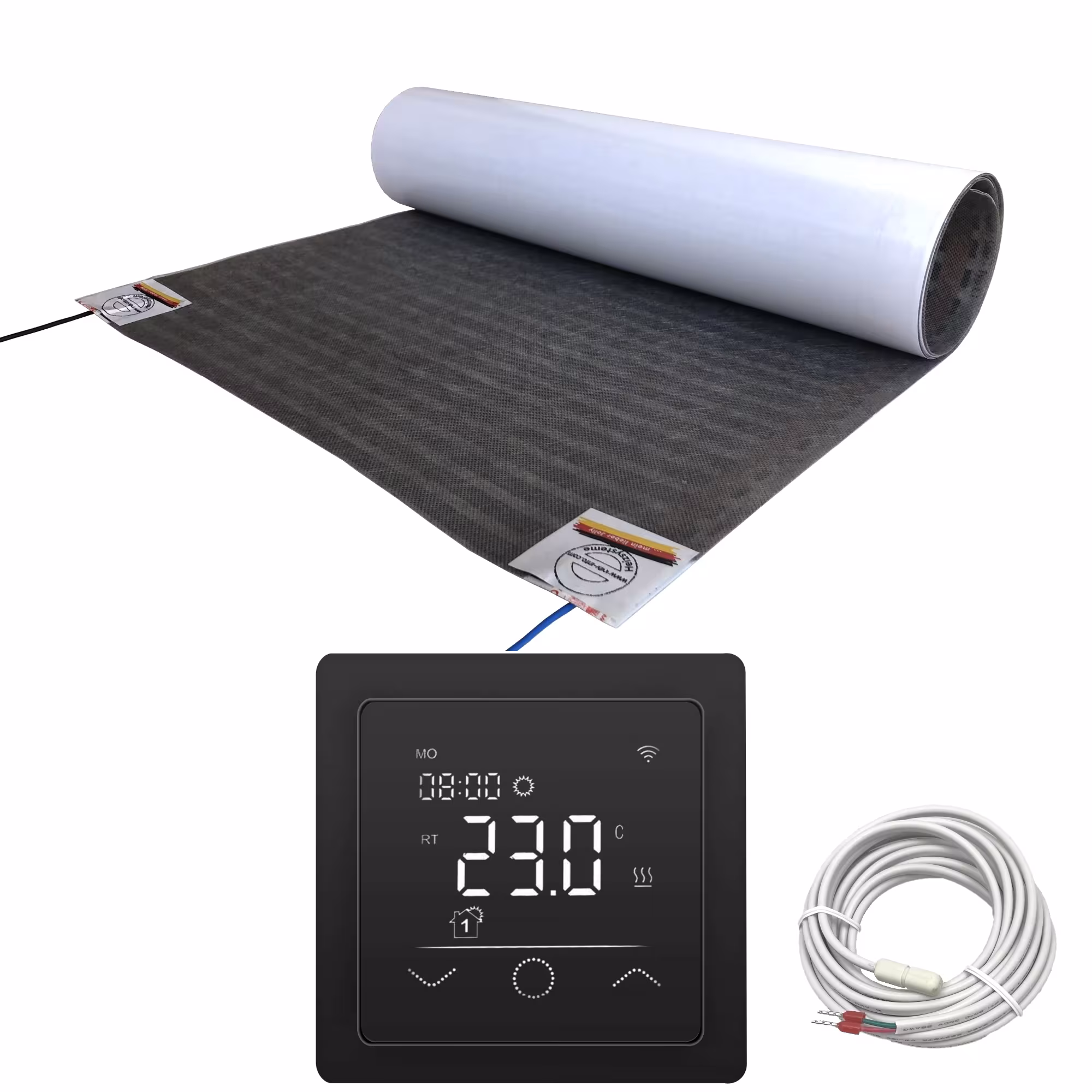 HoWaTech Lux Elektrische Fußbodenheizung | Set mit Heizfolie und WiFi Regler Touch schwarz Typ Folienlänge & Fläche: 3.5m / 1.75m² aus der Kategorie Elektrische Fußbodenheizung mit der Artikelnr. 24243175