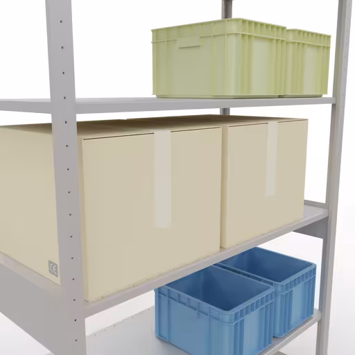 Grundregal, Fachbodenregal Stecksystem MULTIplus150, 2500 x 1300 x 600 mm (HxBxT), 6 Fachböden, Längenriegel, RAL 7035 lichtgrau von Schulte Lagertechnik mit der Artikelnr. 32661-130-LR