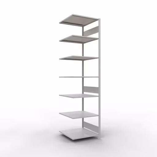 Anbauregal, Fachbodenregal Stecksystem MULTIplus150, 3000 x 750 x 800 mm (HxBxT), 7 Fachböden, Längenriegel, RAL 7035 lichtgrau aus der Kategorie Anbauregal mit der Artikelnummer 32687-75-LR