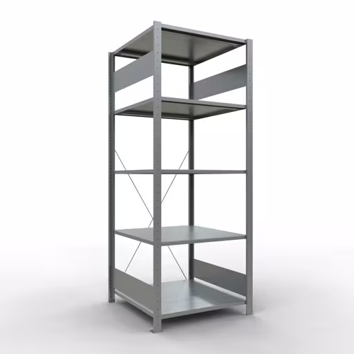 Grundregal, Fachbodenregal Stecksystem MULTIplus150, 2000 x 750 x 800 mm (HxBxT), 5 Fachböden, Kreuzstrebe, verzinkt aus der Kategorie Grundregal mit der Artikelnummer 12780-75