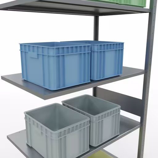 Produktbild Nr 15 des Artikels Anbauregal, Fachbodenregal Stecksystem MULTIplus85, 3000 x 1000 x 600 mm (HxBxT), 7 Fachböden, Längenriegel, verzinkt Abbildung Nr 15 des Artikels Anbauregal, Fachbodenregal Stecksystem MULTIplus85, 3000 x 1000 x 600 mm (HxBxT), 7 Fachböden, Längenriegel, verzinkt aus der Produktgruppe Stecksystem von der Marke Schulte Lagertechnik