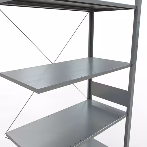 Produktbild Nr 16 des Artikels Anbauregal, Fachbodenregal Stecksystem MULTIplus85, 3000 x 1000 x 500 mm (HxBxT), 7 Fachböden, Kreuzstrebe, verzinkt Abbildung Nr 16 des Artikels Anbauregal, Fachbodenregal Stecksystem MULTIplus85, 3000 x 1000 x 500 mm (HxBxT), 7 Fachböden, Kreuzstrebe, verzinkt aus der Produktgruppe Stecksystem von der Marke Schulte Lagertechnik