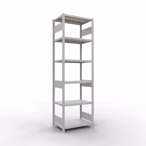 Grundregal, Fachbodenregal Stecksystem MULTIplus250, 2500 x 750 x 500 mm (HxBxT), 6 Fachböden, Längenriegel, RAL 7035 lichtgrau aus der Kategorie Grundregal mit der Artikelnummer 32851-75-LR