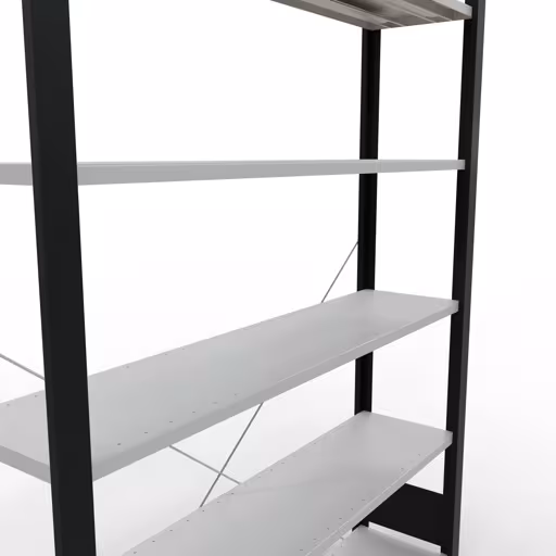 Abbildung Nr 8 des Artikels Grundregal, Büro-Fachbodenregal Stecksystem MULTIplus85, 2000 x 1300 x 300 mm (HxBxT), 6 Fachböden, Kreuzstrebe, ohne Anschlagleiste, schwarz/lichtgrau aus der Produktgruppe Büroregale von der Marke Schulte Lagertechnik