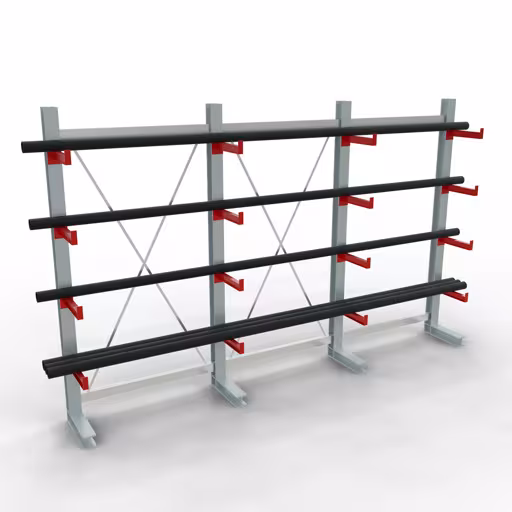 Abbildung Nr 7 des Artikels K 3000 Komplettregal, einseitig, 2500 x 3900 x 400 mm, RAL 7001 / RAL 3000, 5 Lagerebenen aus der Produktgruppe Kragarmregale von der Marke Schulte Lagertechnik