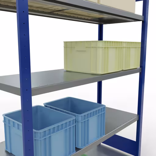 Abbildung Nr 8 des Artikels Grundregal, Fachbodenregal Stecksystem MULTIplus250, 2000 x 1300 x 500 mm (HxBxT), 5 Fachböden, Längenriegel, RAL 5010 enzianblau/verzinkt aus der Produktgruppe Stecksystem von der Marke Schulte Lagertechnik