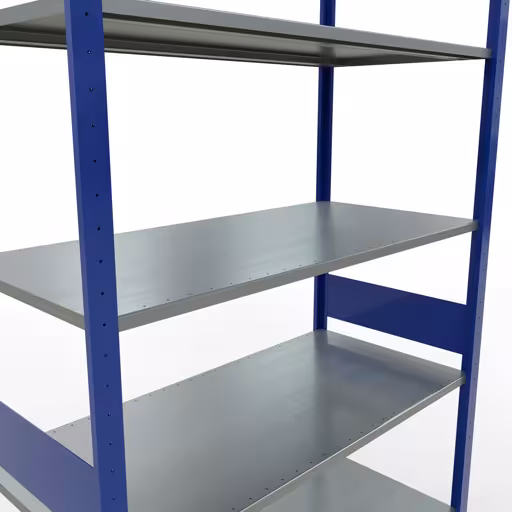 Grundregal, Fachbodenregal Stecksystem MULTIplus150, 3000 x 1300 x 600 mm (HxBxT), 7 Fachböden, Längenriegel, RAL 5010 enzianblau/verzinkt mit der GTIN 4004514280961 Grundregal, Fachbodenregal Stecksystem MULTIplus150, 3000 x 1300 x 600 mm (HxBxT), 7 Fachböden, Längenriegel, RAL 5010 enzianblau/verzinkt von Schulte Lagertechnik mit der Artikelnr. 12762-130-LR-B