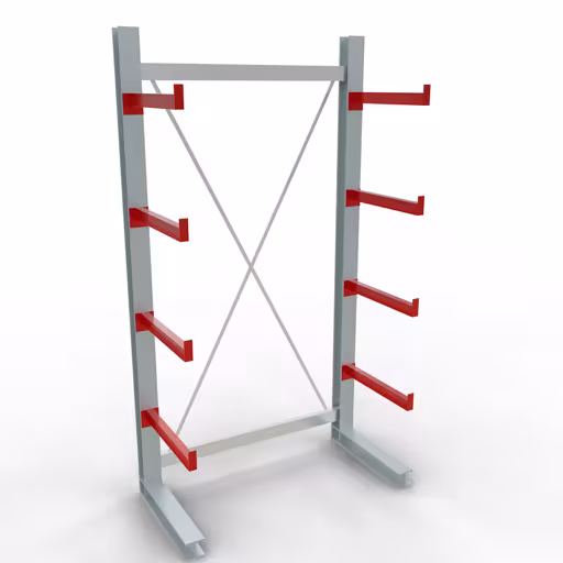 Abbildung Nr 11 des Artikels K 3000 Komplettregal, einseitig, 2500 x 1300 x 600 mm, RAL 7001 / RAL 3000, 5 Lagerebenen aus der Produktgruppe Kragarmregale von der Marke Schulte Lagertechnik