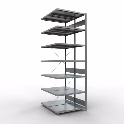 Anbauregal, Doppelregal, Fachbodenregal Stecksystem MULTIplus250, 3000 x 1000 x (2x600) mm (HxBxT), 2x7 Fachböden, Kreuzstrebe, verzinkt aus der Kategorie Doppelregale mit der Artikelnummer 14267-A