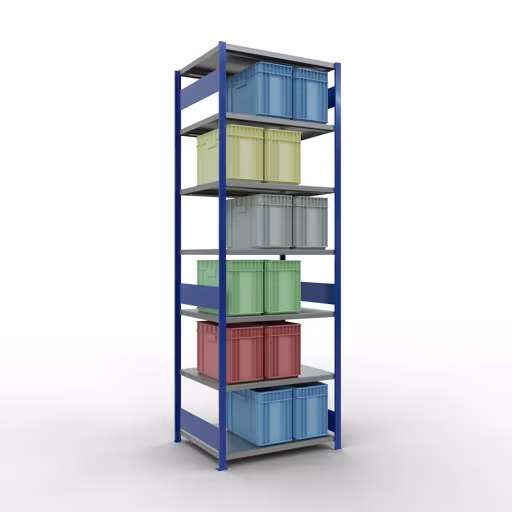 Abbildung Nr 16 des Artikels Grundregal, Fachbodenregal Stecksystem MULTIplus330, 3000 x 1000 x 800 mm (HxBxT), 7 Fachböden, Längenriegel, RAL 5010 enzianblau/verzinkt aus der Produktgruppe Stecksystem von der Marke Schulte Lagertechnik