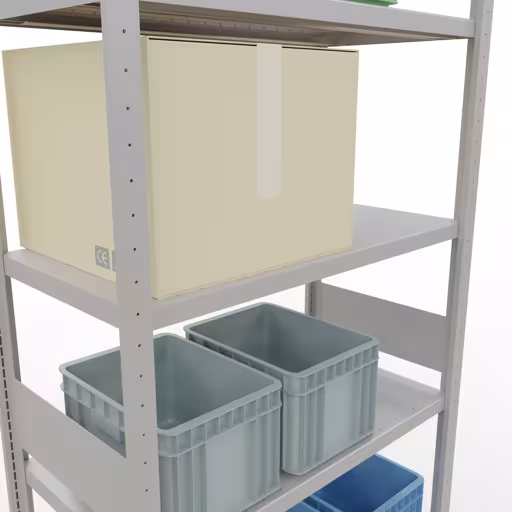Abbildung Nr 13 des Artikels Grundregal, Fachbodenregal Stecksystem MULTIplus330, 3000 x 1000 x 500 mm (HxBxT), 7 Fachböden, Längenriegel, RAL 7035 lichtgrau aus der Produktgruppe Stecksystem von der Marke Schulte Lagertechnik