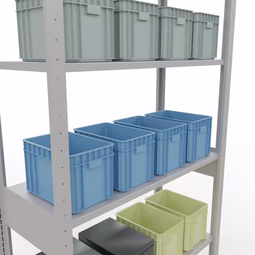 Grundregal, Fachbodenregal Stecksystem MULTIplus150, 2500 x 1000 x 400 mm (HxBxT), 6 Fachböden, Längenriegel, RAL 7035 lichtgrau von Schulte Lagertechnik aus der Kategorie Stecksystem