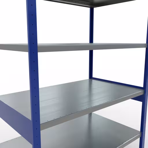 Abbildung Nr 12 des Artikels Grundregal, Fachbodenregal Stecksystem MULTIplus250, 2500 x 1300 x 800 mm (HxBxT), 6 Fachböden, Längenriegel, RAL 5010 enzianblau/verzinkt aus der Produktgruppe Stecksystem von der Marke Schulte Lagertechnik