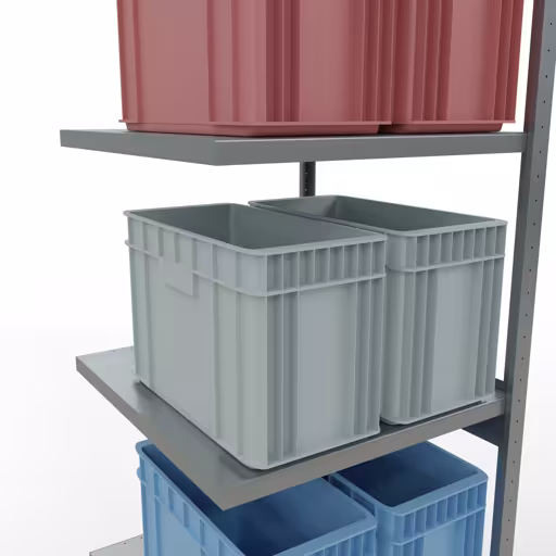 Anbauregal, Fachbodenregal Stecksystem MULTIplus250, 3000 x 750 x 800 mm (HxBxT), 7 Fachböden, Längenriegel, verzinkt von der Marke Schulte Lagertechnik aus der Produktreihe Stecksystem