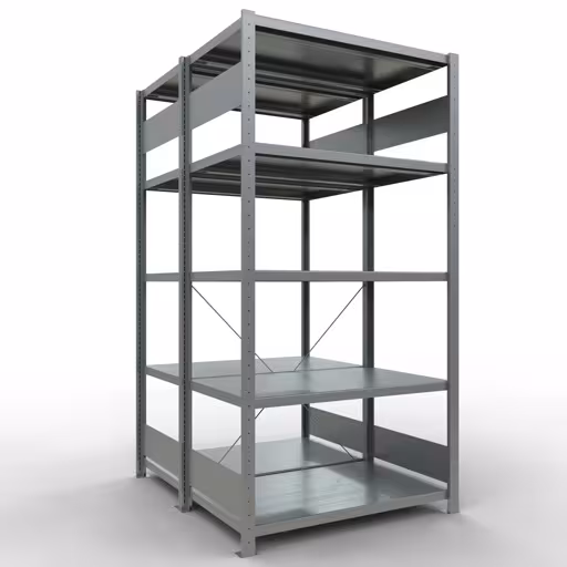 Grundregal, Doppelregal, Fachbodenregal Stecksystem MULTIplus250, 2000 x 1000 x (2x600) mm (HxBxT), 2x5 Fachböden, Kreuzstrebe, verzinkt aus der Kategorie Doppelregale mit der Artikelnummer 14260-G