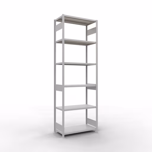 Grundregal, Fachbodenregal Stecksystem MULTIplus250, 3000 x 1000 x 500 mm (HxBxT), 7 Fachböden, Längenriegel, RAL 7035 lichtgrau aus der Kategorie Grundregal mit der Artikelnummer 32852-LR